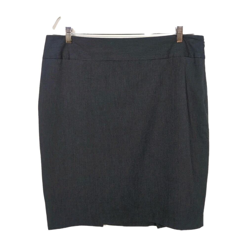 LIZ CLAIBORNE Dark Grey Pencil Skirt Fully Lined Side Zip Back Slits Women's 16